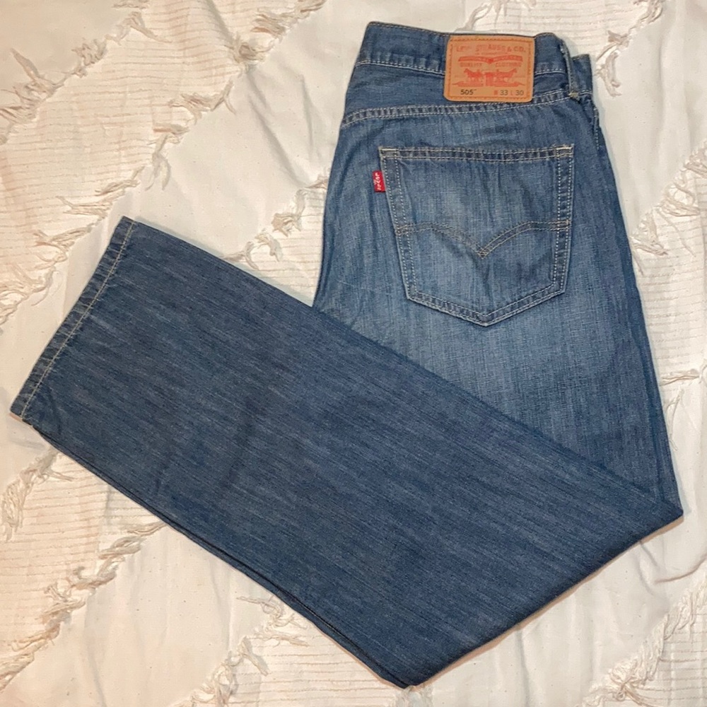Men’s Blue Levi’s 505 Straight Fit Jeans 33x30